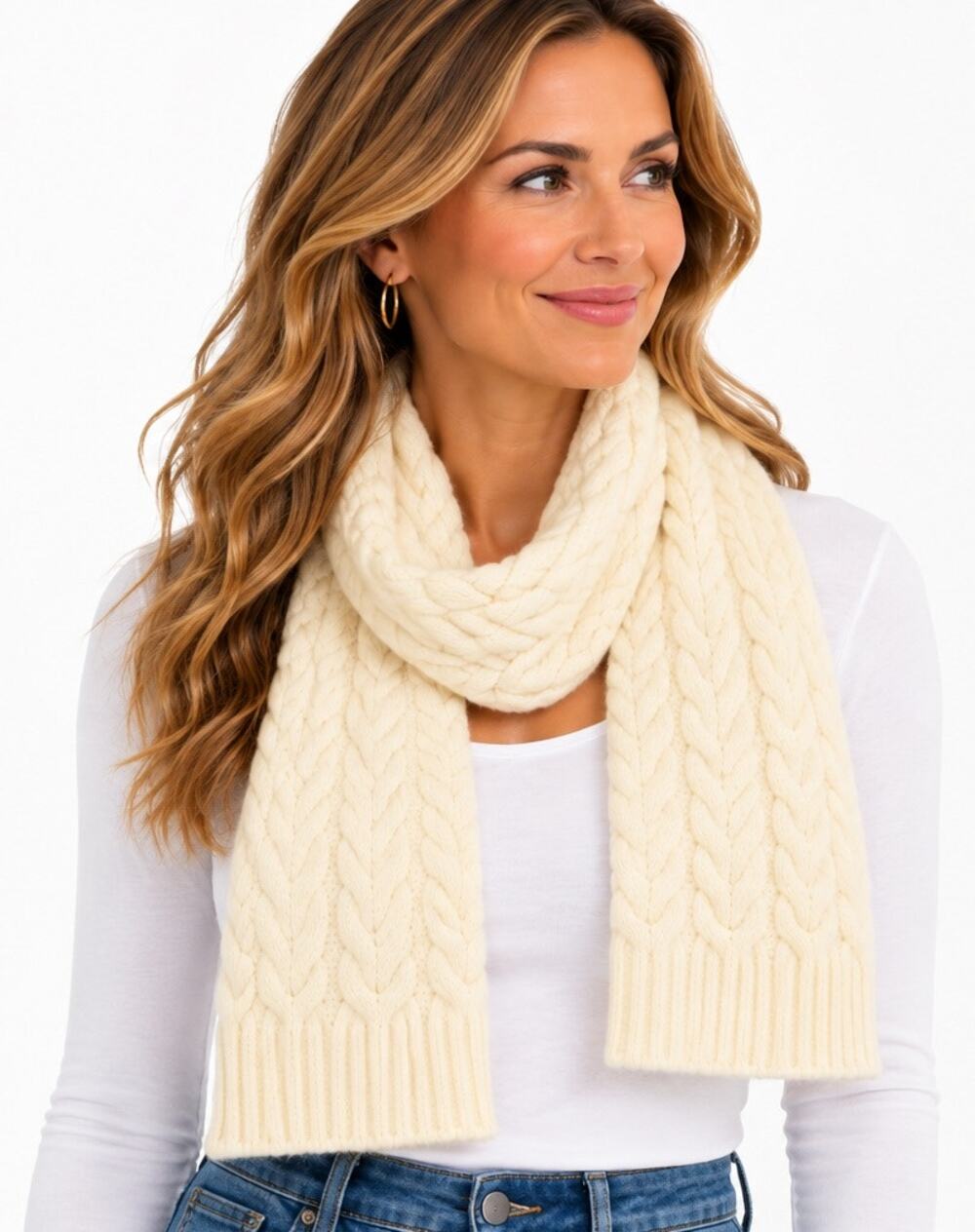 Aqua Brand Cable Knit Scarf in